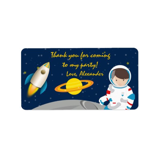 Weltraum-Astronaut Geburtstags-Liebesmarken Adressaufkleber (Vorne)