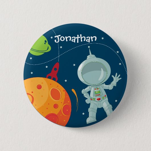 Weltraum-Astronaut Geburtstagsfavoriten-Button Button (Vorderseite)