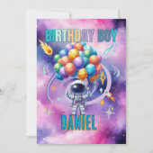 Weltraum-Astronaut Geburtstagskind Einladung (Vorderseite)
