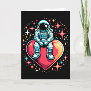Weltraum-Astronaut Herz Bylloon Valentinstag Karte