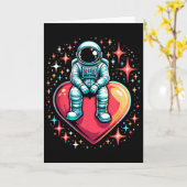Weltraum-Astronaut Herz Bylloon Valentinstag Karte (Gelbe Blume)