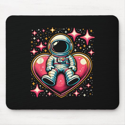 Weltraum-Astronaut-Herz-Lloon Valentinstag Mousepad (Vorne)