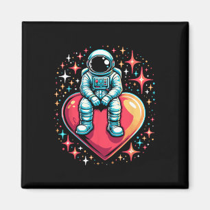 Weltraum-Astronaut Herz Lloon Valentinstag Valent Magnet