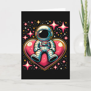 Weltraum-Astronaut-Herz Lloon Valentinstag Valenti Karte