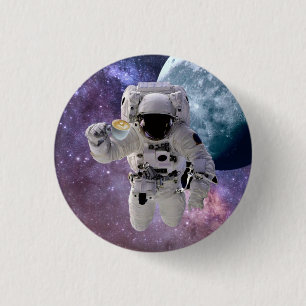 Weltraum, Astronaut, Kaffeeliebhaber Knopf Button