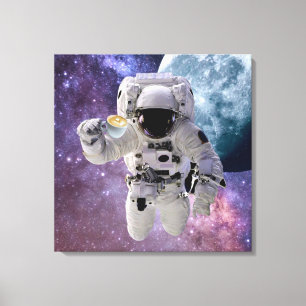 Weltraum, Astronaut, Kaffeeliebhaber Leinwanddruck