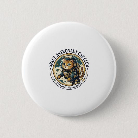 Weltraum-Astronaut-Katze-Vater-Geschenkidee - Welt Button (Vorderseite)