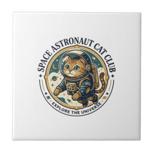 Weltraum-Astronaut-Katze-Vater-Geschenkidee - Welt Fliese