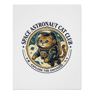 Weltraum-Astronaut-Katze-Vater-Geschenkidee - Welt Poster