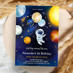 Weltraum Astronaut Planet Galaxie 1. Geburtstag Einladung
