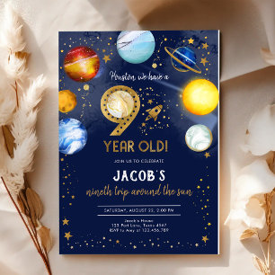 Weltraum Astronaut Planet Galaxie 9. Geburtstag Einladung