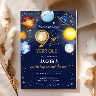 Weltraum Astronaut Planet Galaxie 9. Geburtstag Einladung