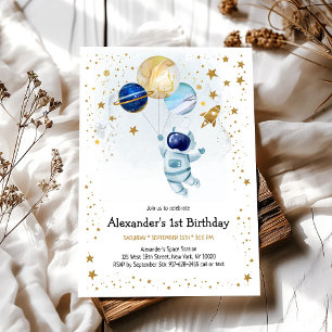 Weltraum Astronaut Planet Galaxie Geburtstag Einladung