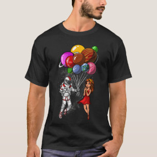 Weltraum Astronaut Planeten Luftballons T-Shirt
