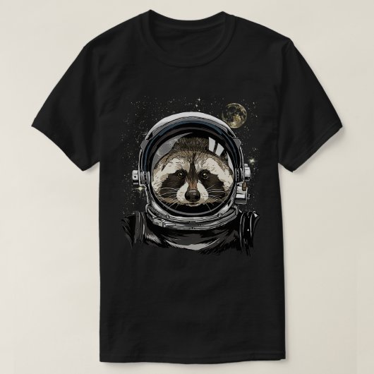 Weltraum Astronaut Raccoon konfrontiert Mülleimer T-Shirt (Design vorne)