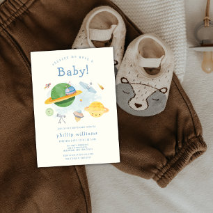 Weltraum-Astronaut-Raumschiff-Baby-Party Einladung