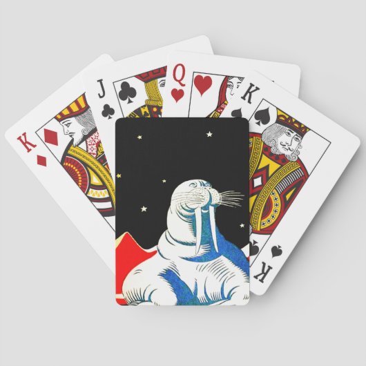 Weltraum Astronaut Walrus Spielkarten (Rückseite)