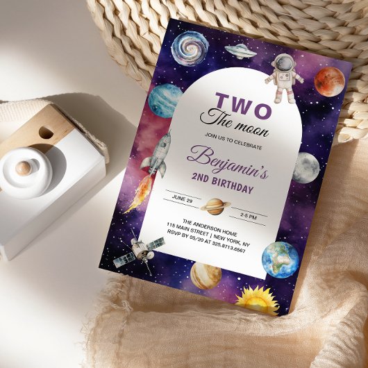 Weltraum-Astronaut zwei Mond zum zweiten Geburtsta Einladung