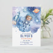 Weltraum-Astronauten-Countdown 2. Foto Einladung (Stehend Vorderseite)