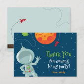 Weltraum-Astronauten-Geburtstag danken Ihnen zu Dankeskarte (Vorne/Hinten)