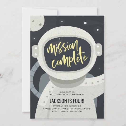 Weltraum-Astronauten-Geburtstags-Einladung Einladung (Vorderseite)