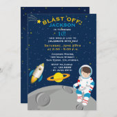 Weltraum-Astronauten-Geburtstags-Party Einladung (Vorne/Hinten)