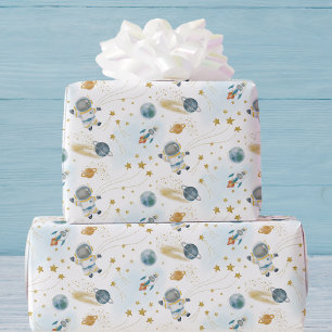 Weltraum-Astronauten-Kinder-Geburtstag  Geschenkpapier