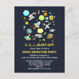 Weltraum-Astronauten & Raketen Geburtstagsparty Postkarte