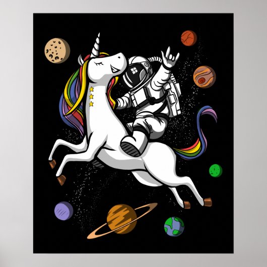 Weltraum-Astronauten Reiten Magische Einhorn Kosmi Poster (Vorne)