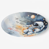 Weltraum-Astronautenduschanlage Pappteller (Schrägansicht)