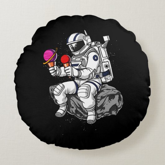 Weltraum-Astronauteneis-Planeten Kosmische Galaxie Rundes Kissen (Vorderseite)