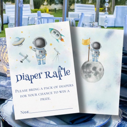 Weltraum-Astronautenrakete Windeln Raffle Babydusc Begleitkarte