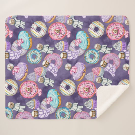 Weltraum-Astronautenwälder Freunde süßer Leckereie Sherpadecke (Vorderseite (Horizontal))