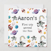 Weltraum-Astronautin Einladung zum ersten Geburtst (Vorderseite)