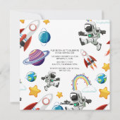 Weltraum-Astronautin Einladung zum ersten Geburtst (Rückseite)