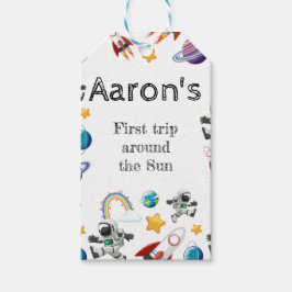 Weltraum-Astronautin Einladung zum ersten Geburtst Geschenkanhänger