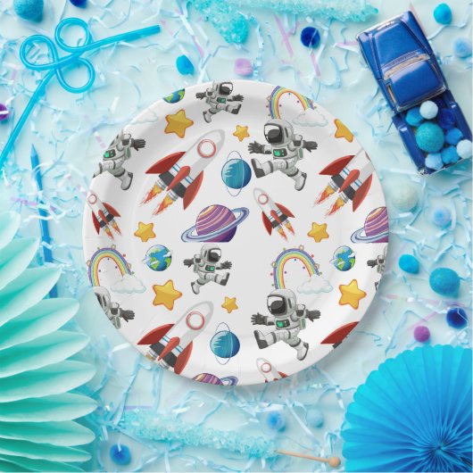 Weltraum-Astronautin Einladung zum ersten Geburtst Pappteller (Party)