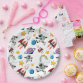 Weltraum-Astronautin Einladung zum ersten Geburtst Pappteller (Party)