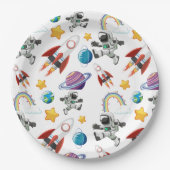 Weltraum-Astronautin Einladung zum ersten Geburtst Pappteller (Vorderseite)