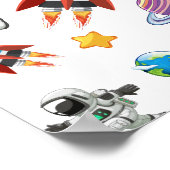 Weltraum-Astronautin Einladung zum ersten Geburtst Poster (Ecke)