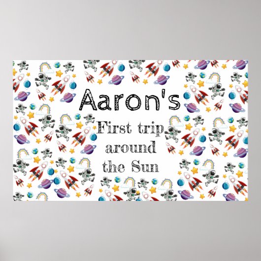 Weltraum-Astronautin Einladung zum ersten Geburtst Poster (Vorne)