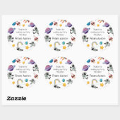 Weltraum-Astronautin Einladung zum ersten Geburtst Runder Aufkleber (Blatt)