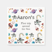 Weltraum-Astronautin Einladung zum ersten Geburtst Serviette (Vorderseite)