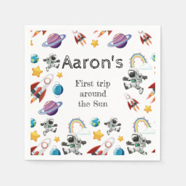 Weltraum-Astronautin Einladung zum ersten Geburtst Serviette