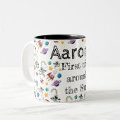 Weltraum-Astronautin Einladung zum ersten Geburtst Zweifarbige Tasse (Vorderseite Links)