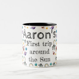 Weltraum-Astronautin Einladung zum ersten Geburtst Zweifarbige Tasse