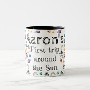 Weltraum-Astronautin Einladung zum ersten Geburtst Zweifarbige Tasse