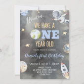 Weltraum-Astronautin Einladung zum ersten Jahr (Vorderseite)