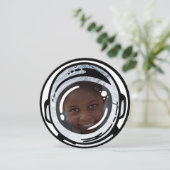 Weltraum-Astronautin Einladung zum Geburtstag Foto (Stehend Vorderseite)