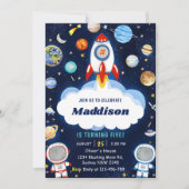 Weltraum-Astronautin jeden Alters Geburtstagsparty Einladung (Vorderseite)